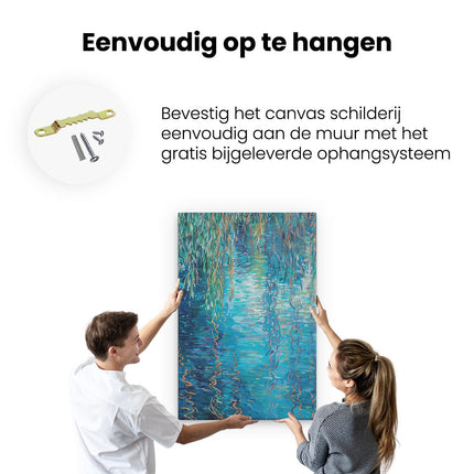 Canvas schilderij ophangen Kunstwerk van een Wilg in het Water