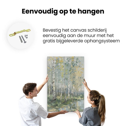 Canvas schilderij ophangen Kunstwerk van een Berkenbos