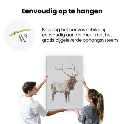 Canvas schilderij ophangen Elanden die in de Sneeuw Staan