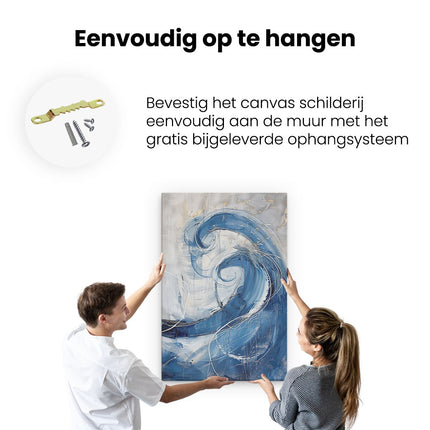 Canvas schilderij ophangen Abstract Kunstwerk van een Blauwe Golf