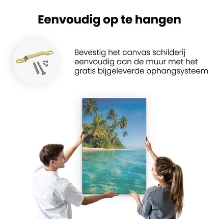 Canvas schilderij ophangen Tropisch Strand met Palmbomen