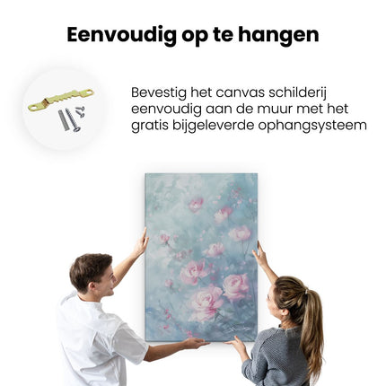 Canvas schilderij ophangen Roze Rozen in de Lucht