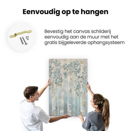 Canvas schilderij ophangen Abstract Kunstwerk van Berkenbomen in Blauw en Goud