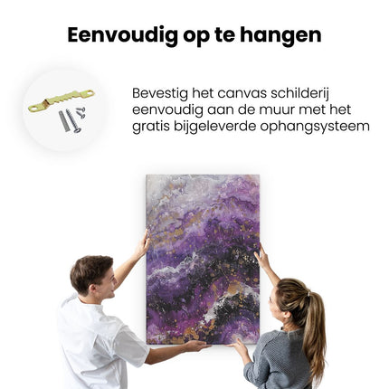 Canvas schilderij ophangen Paars en Goud Abstract Kunstwerk