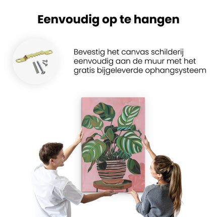 Canvas schilderij ophangen Kunstwerk van een Plant op een Tafel