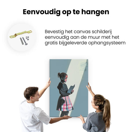 Canvas schilderij ophangen Meisje Leest een Boek
