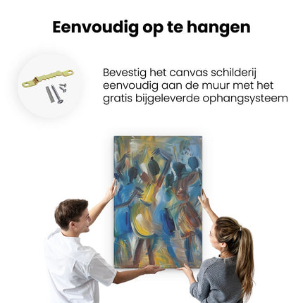 Canvas schilderij ophangen Kunstwerk van een Groep Dansende Mensen