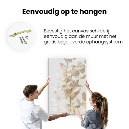 Canvas schilderij ophangen Witte Achtergrond met een Bos Bladeren