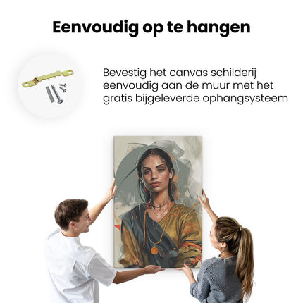 Canvas schilderij ophangen Vrouw in een Sari