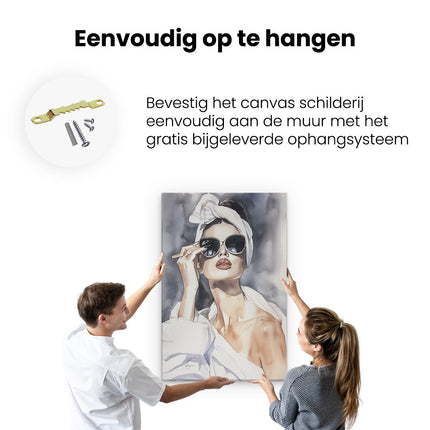 Canvas schilderij ophangen Vrouw die een Zonnebril Draagt