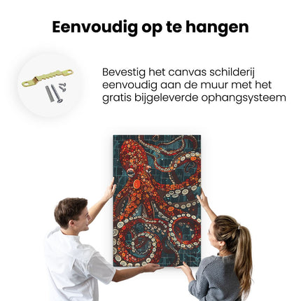 Canvas schilderij ophangen Octopus met veel Tentakels