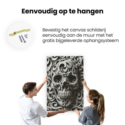 Canvas schilderij ophangen Schedel met Wervelingen Erop
