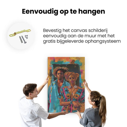 Canvas schilderij ophangen Man en een Vrouw Staan ​​Naast Elkaar