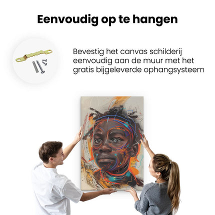 Canvas schilderij ophangen Het Gezicht van een Jonge Afrikaanse Man met Dreadlocks op zijn Gezicht
