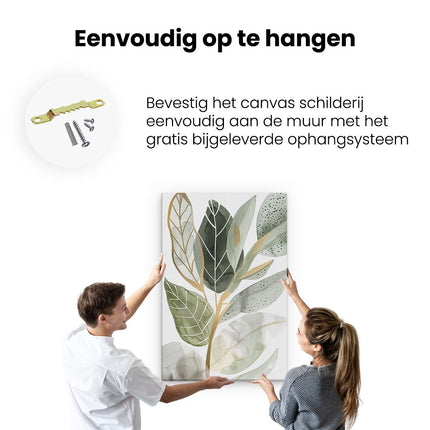 Canvas schilderij ophangen Aquarelkunstwerk van een Blad