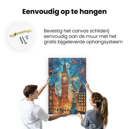 Canvas schilderij ophangen Kunstwerk van de Big Ben 's Nachts