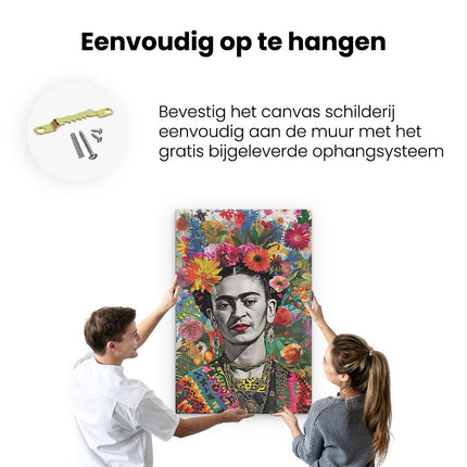 Canvas schilderij ophangen Frida Kahlo - Frida Kahlo Kunstafdruk
