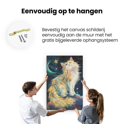 Canvas schilderij ophangen Kat zit op een Wolk