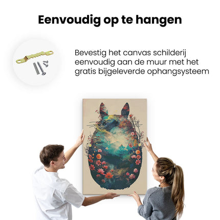 Canvas schilderij ophangen Afbeelding van een Totoro