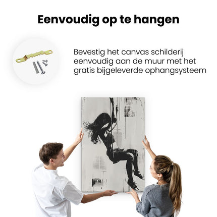 Canvas schilderij ophangen Vrouw Swingen op een Schommel