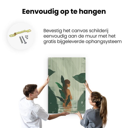 Canvas schilderij ophangen Illustratie van een Vrouw in de Jungle