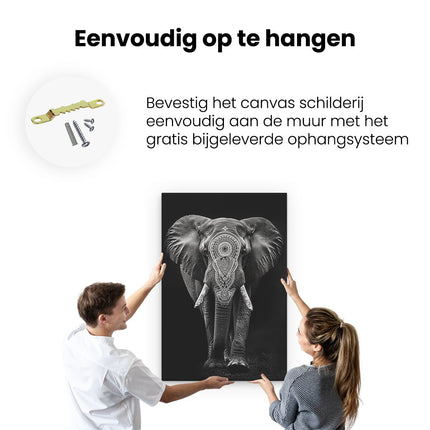 Canvas schilderij ophangen Zwart Wit Afbeelding van een Olifant