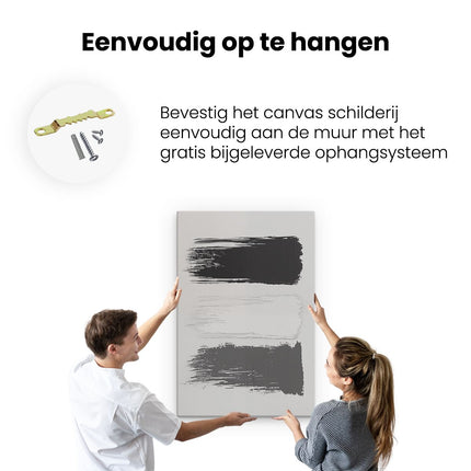 Canvas schilderij ophangen Zwart Witte Penseelstreken op een Witte Achtergrond