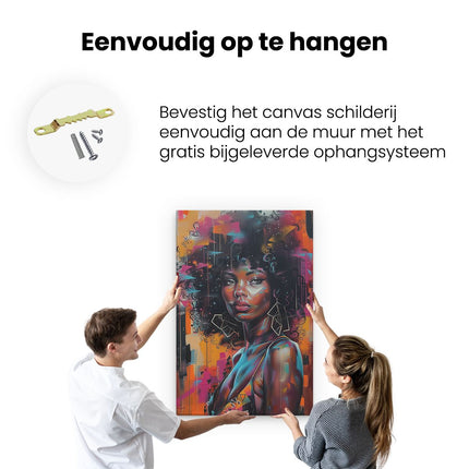 Canvas schilderij ophangen Afrikaanse Vrouw met Afrohaar
