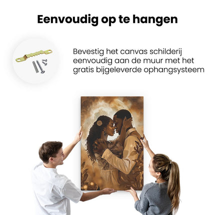 Canvas schilderij ophangen Paar Kussen voor een Volle Maan