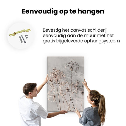 Canvas schilderij ophangen Wat Gedroogde Bloemen in het Water