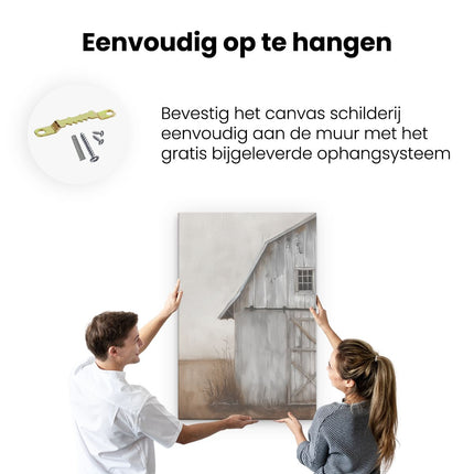 Canvas schilderij ophangen Oude Schuur Midden in een Veld