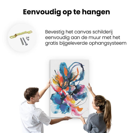 Canvas schilderij ophangen Abstract Kunstwerk van Kleurrijke Bloemen