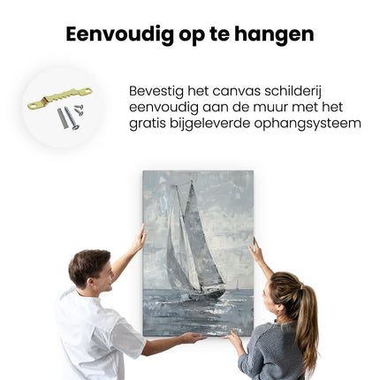 Canvas schilderij ophangen Kunstwerk van een Zeilboot in de Oceaan