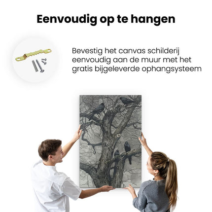Canvas schilderij ophangen Kraaien in een Boom