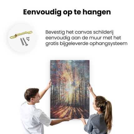 Canvas schilderij ophangen De Zon schijnt door de Bomen