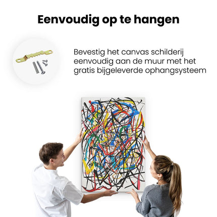 Canvas schilderij ophangen Abstract Kunstwerk met veel Kleurrijke Penseelstreken