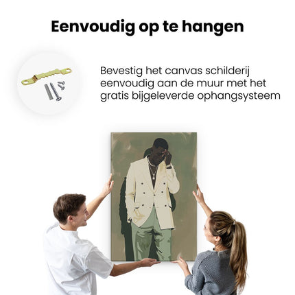 Canvas schilderij ophangen Man in een Pak