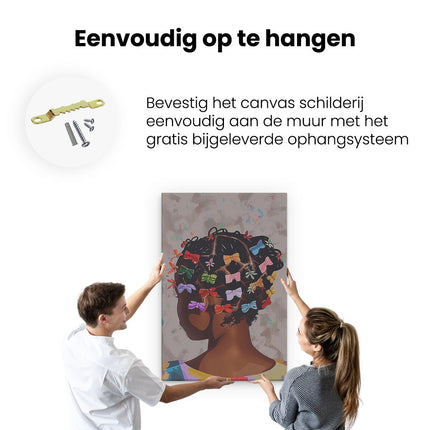 Canvas schilderij ophangen Meisje met Strikken in haar Haar