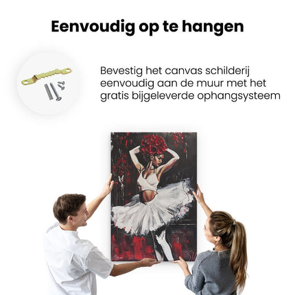 Canvas schilderij ophangen Kunstwerk van een Ballerina met Rozen op haar Hoofd