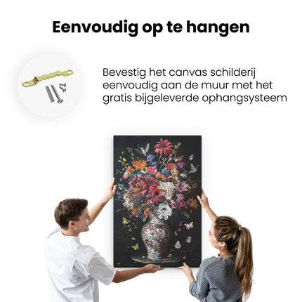Canvas schilderij ophangen Vaas Vol Bloemen
