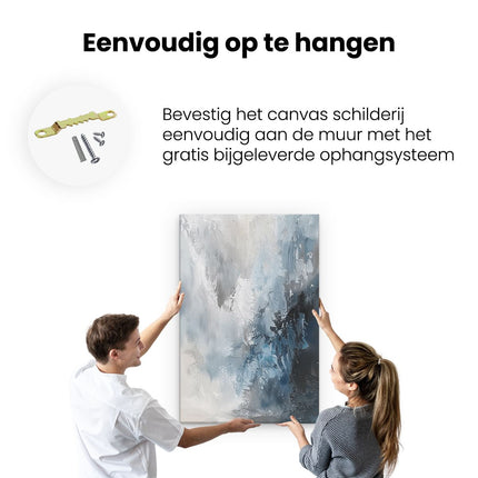 Canvas schilderij ophangen Abstract Kunstwerk van Blauw en Wit