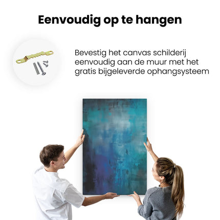 Canvas schilderij ophangen Abstract Kunstwerk met Blauwe en Zwarte Kleuren