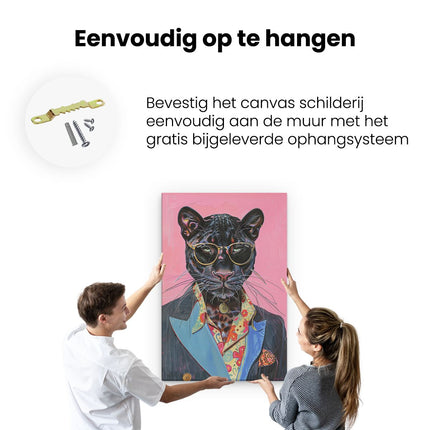 Canvas schilderij ophangen Zwarte Panter met een Zonnebril en een Pak