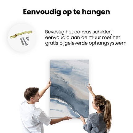 Canvas schilderij ophangen Abstract Kunstwerk van Blauw en Wit