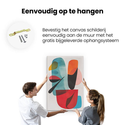 Canvas schilderij ophangen Abstract Kunstwerk van een Vogel in een Rode Kom