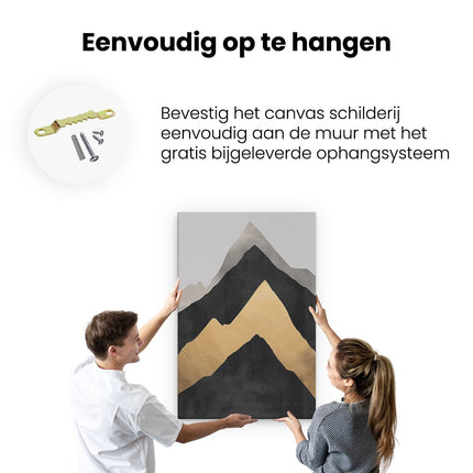 Canvas schilderij ophangen Zwarte en Gouden Bergen