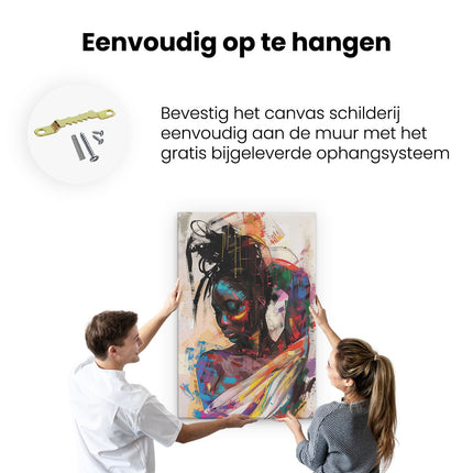 Canvas schilderij ophangen Kleurrijk Kunstwerk van een Vrouw
