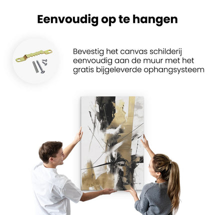 Canvas schilderij ophangen Abstract Kunstwerk in Zwart en Goud