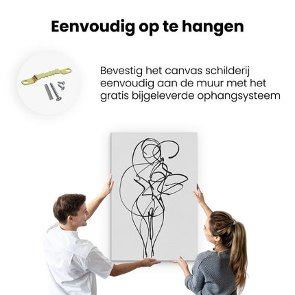 Canvas schilderij ophangen Lijntekening van een Vrouw