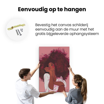 Canvas schilderij ophangen Zwarte Vrouw met een Krullende Afro